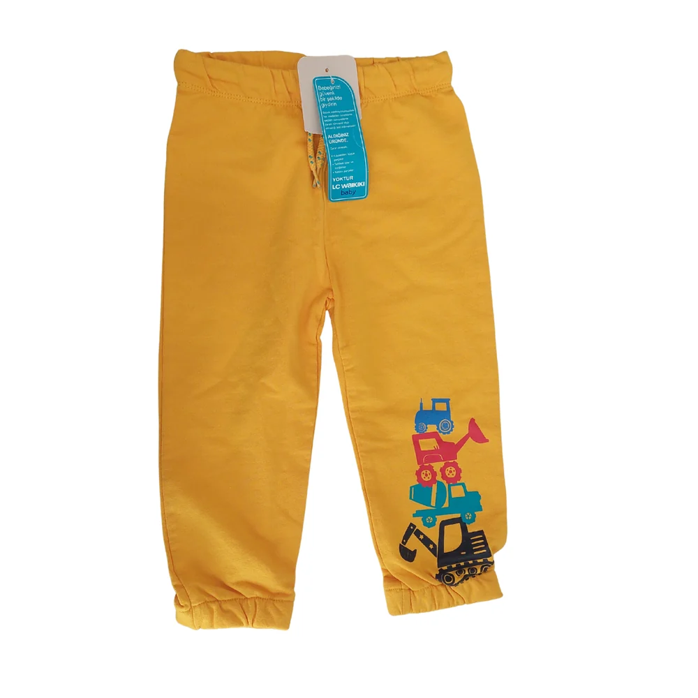 LC WAIKIKI Yellow Construction Vehicle Printed Joggers (18-24 months) | Brand New |